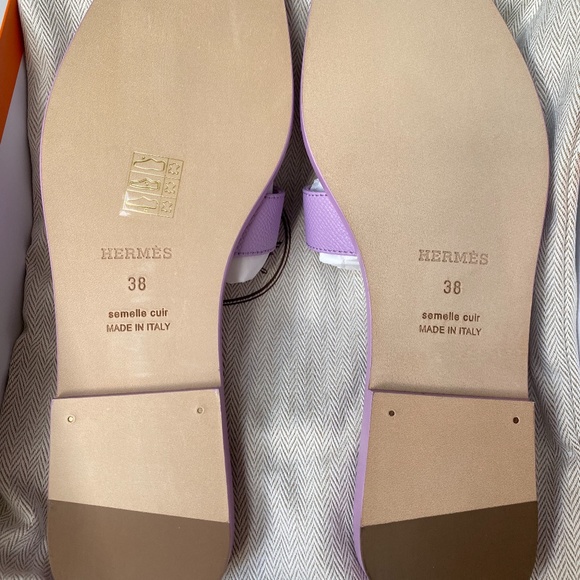 HERMES LAVENDER EPSOM LEATHER ORAN SANDALS SIZE 38 - Picture 14 of 14